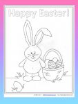 Easter Bunny and Basket with Eggs Coloring Page for Kids